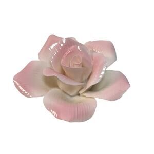 Florentine by L. Godinger & Co Pink Porcelain Rose Figurine No Cracks Vintage